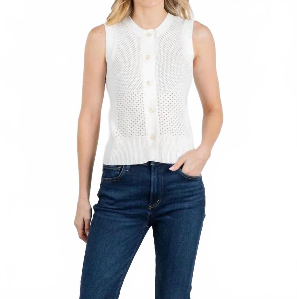 NEW BRODIE CASHMERE mix pointelle tank in ivory